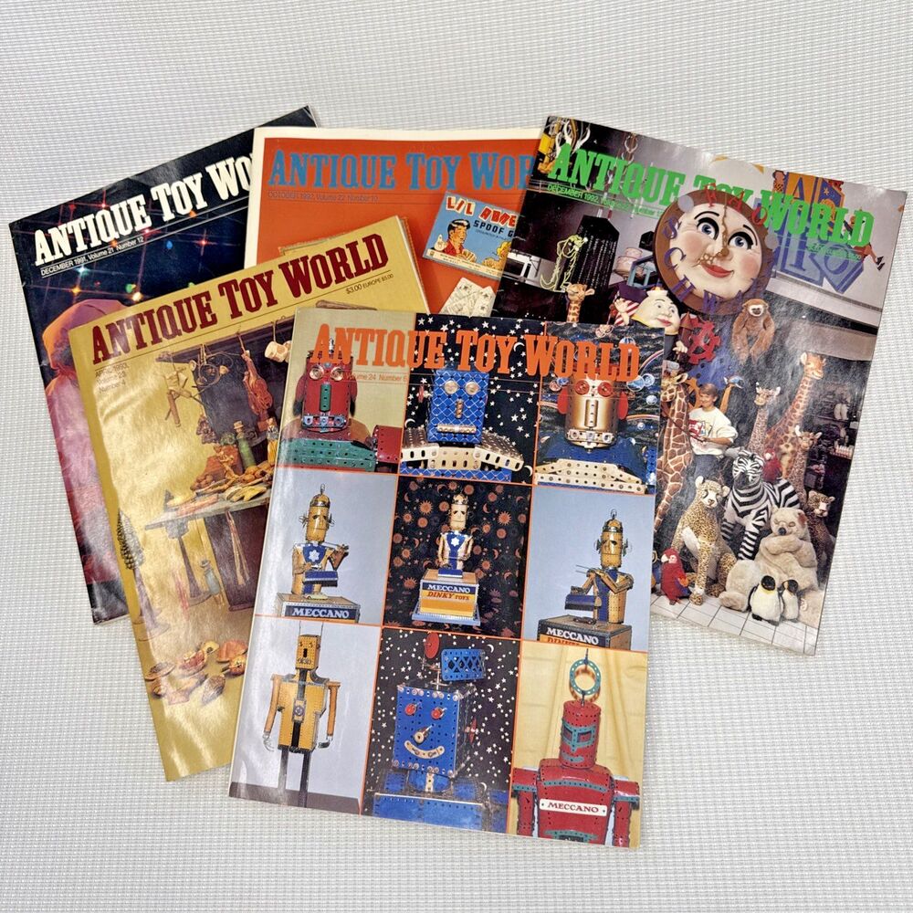 Lot of 5 Vintage Antique Toy World Magazines - 12/91, 10/92, 12/92, 4/93, 6/94